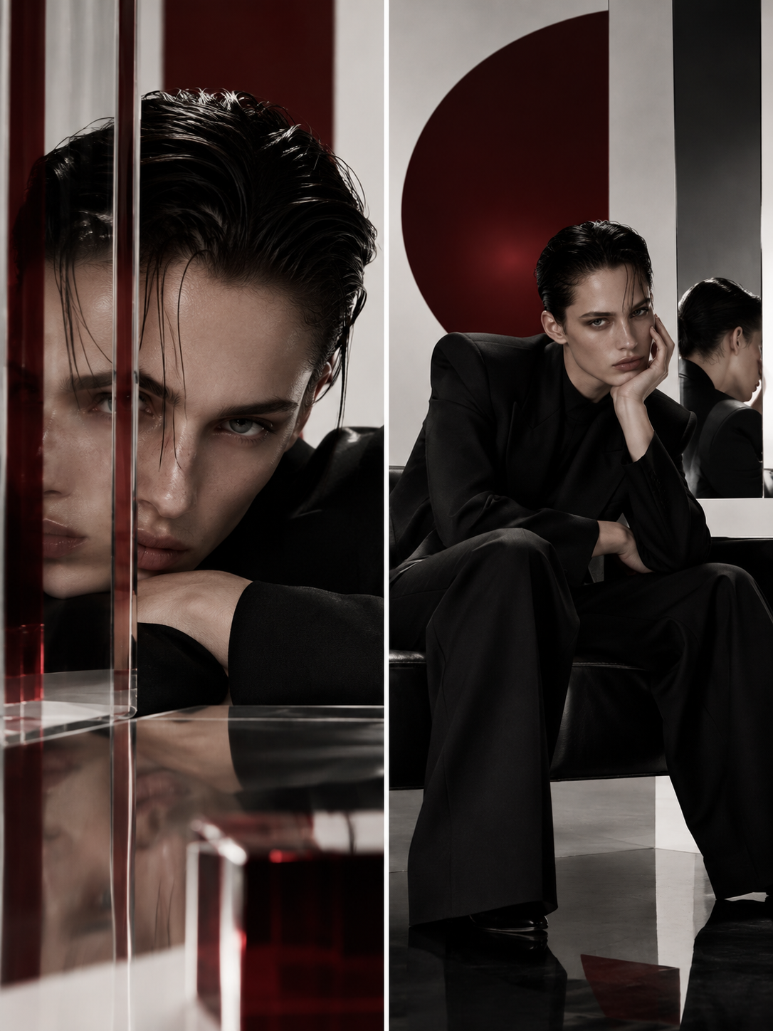 AIFAME AI NEWS visual study of artificial identity through mirrored fashion portraiture