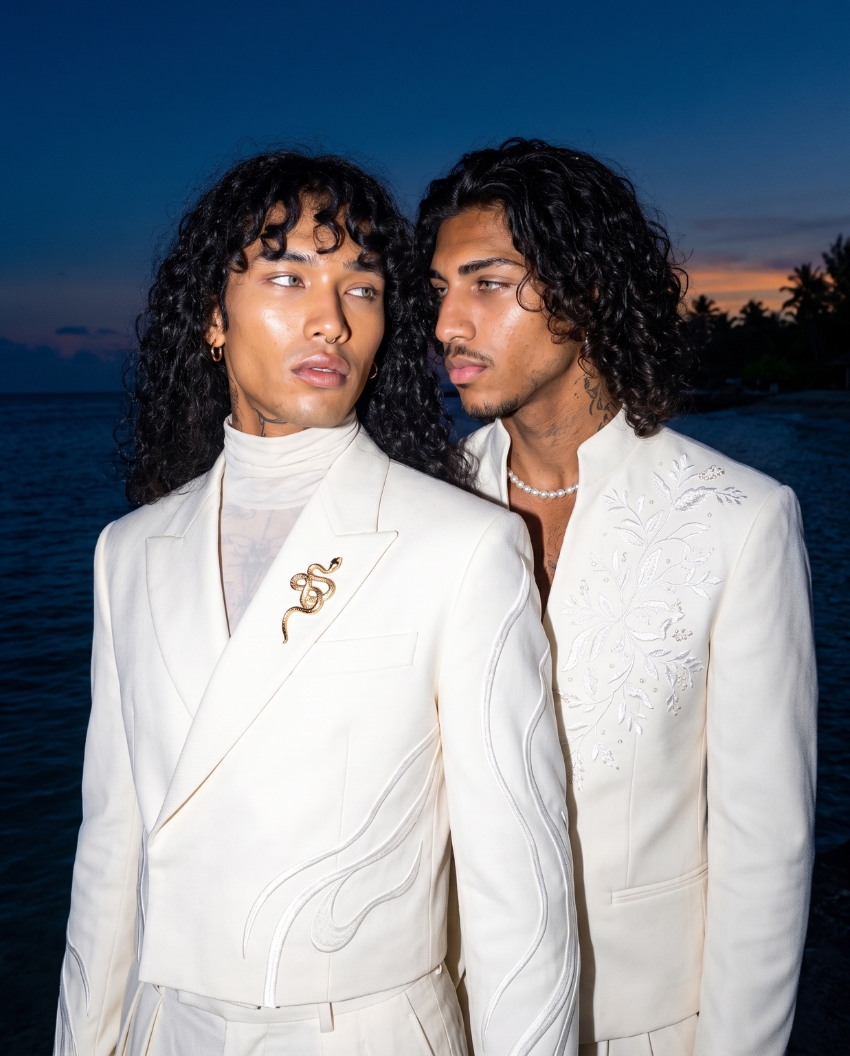 Messiah and Kyro in their wedding looks.