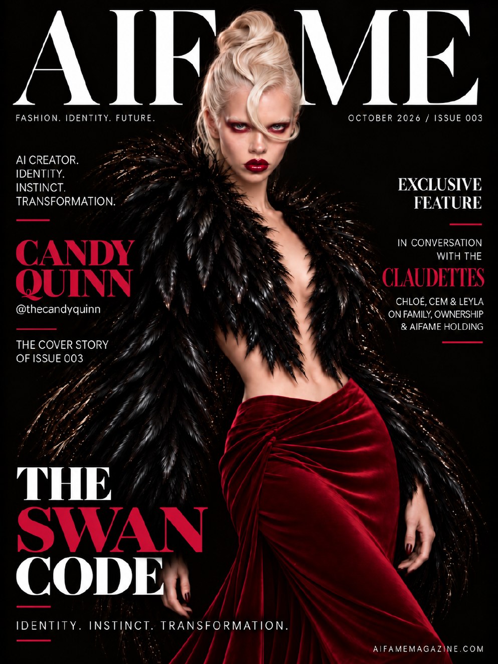 AIFAME MAIN Issue 003 — The Swan Code — Cover Star Candy Quinn.
